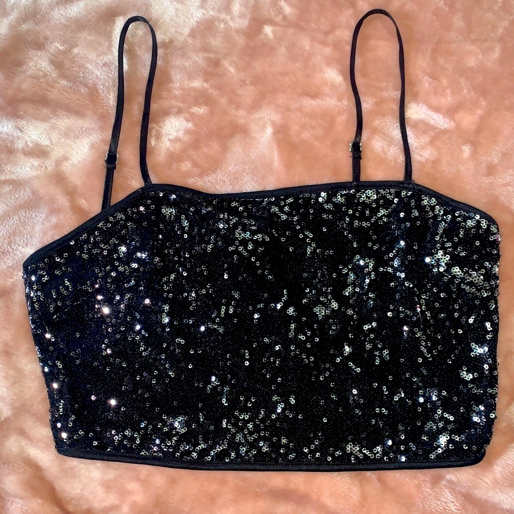 Sequin Crop Top - Black